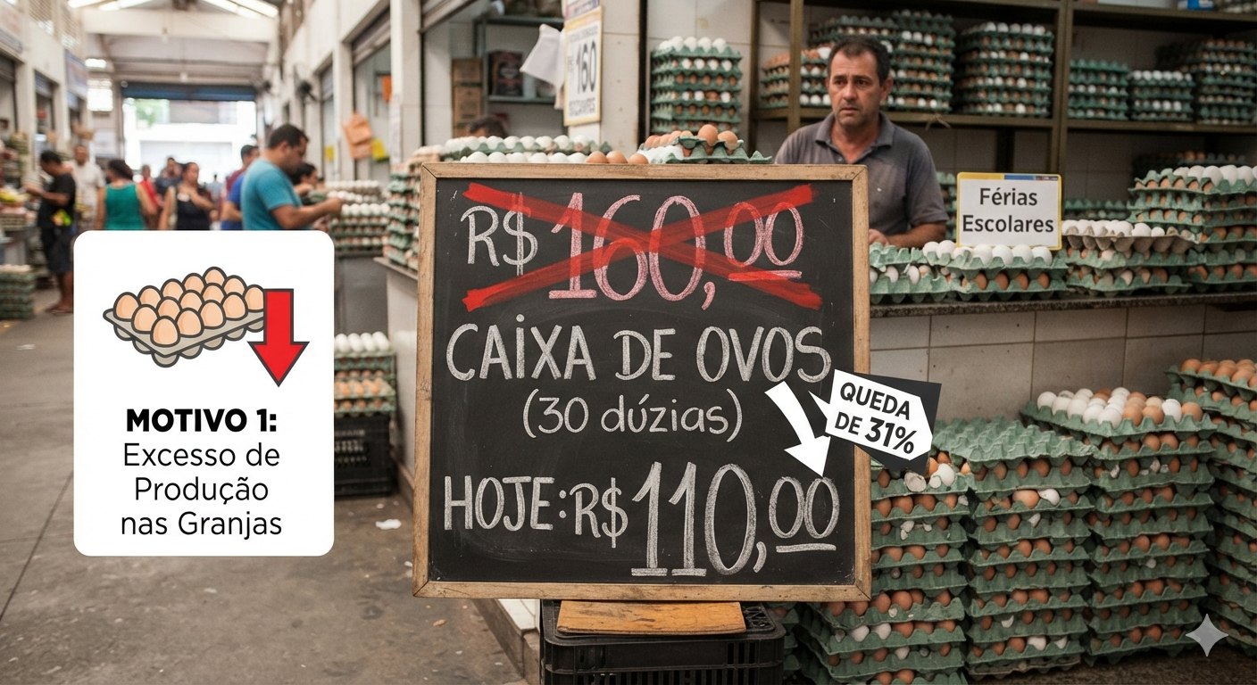 Preço dos ovos cai até 15% em julho com baixa na demanda