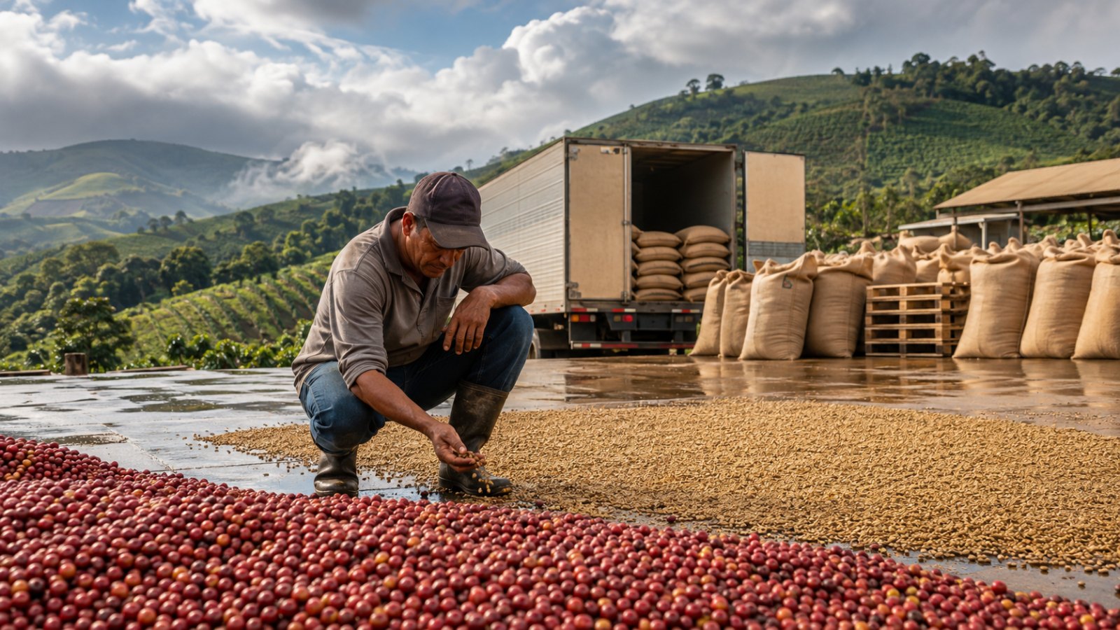 Exportações de café abrem safra 2026/27 em alta, mas chuvas limitam oferta