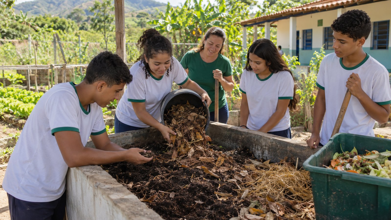 Escola rural de Jaguaré projeta produzir 2,4 toneladas de adubo por ano